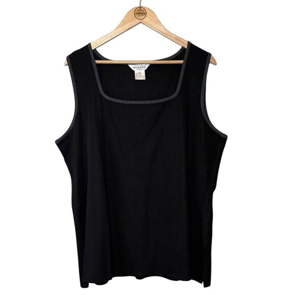 Exclusively Misook Women's Acrylic Knit Square Neck Tank Top Black Size 3X Plus - Picture 1 of 8